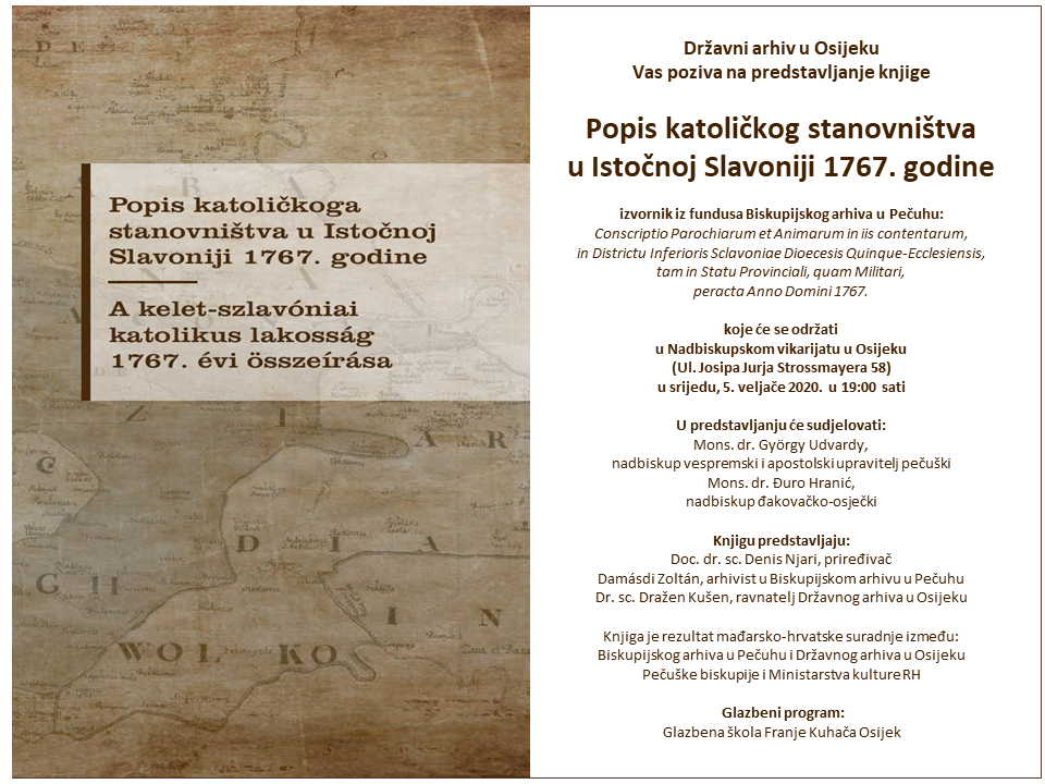 Pozivnica DAOS Knjiga Popis katolickog stanovnistva 1767